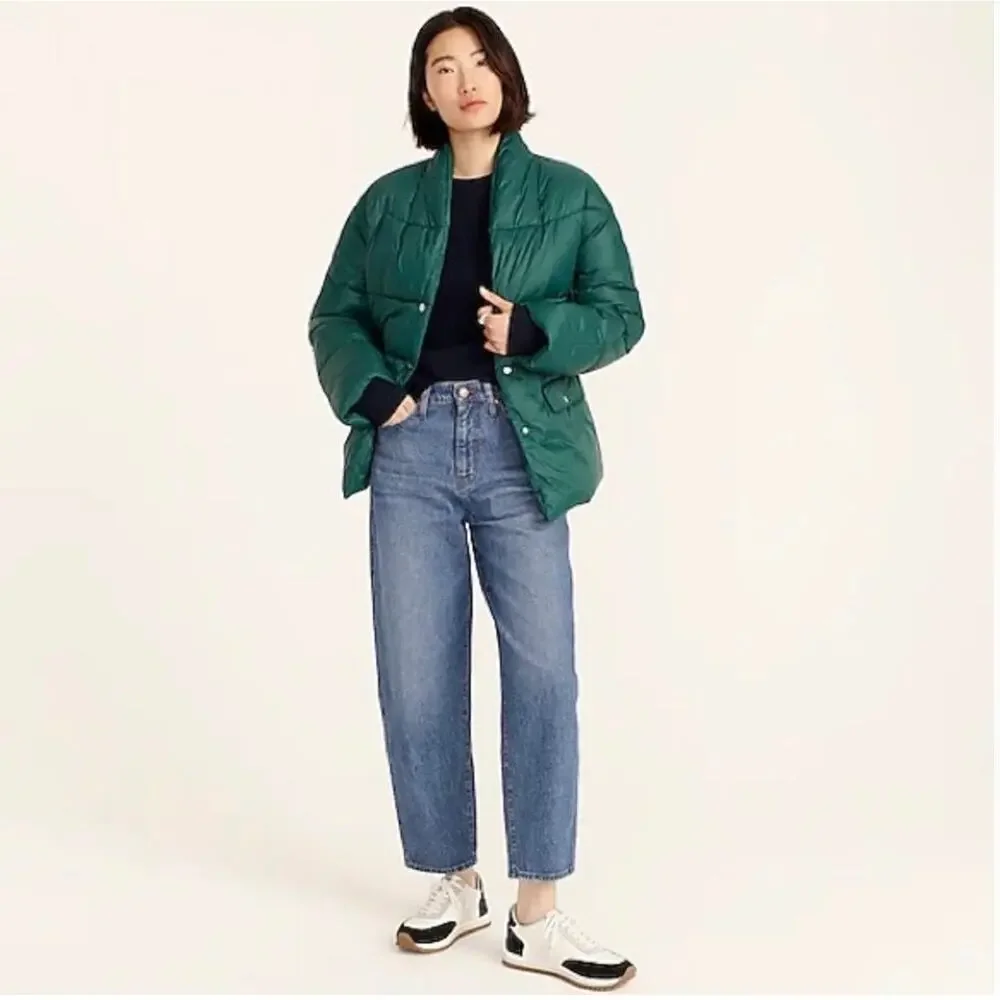 J. Crew Alps puffer jacket with PrimaLoft Sz XL Green Shawl Collar Nylon - Picture 1 of 8